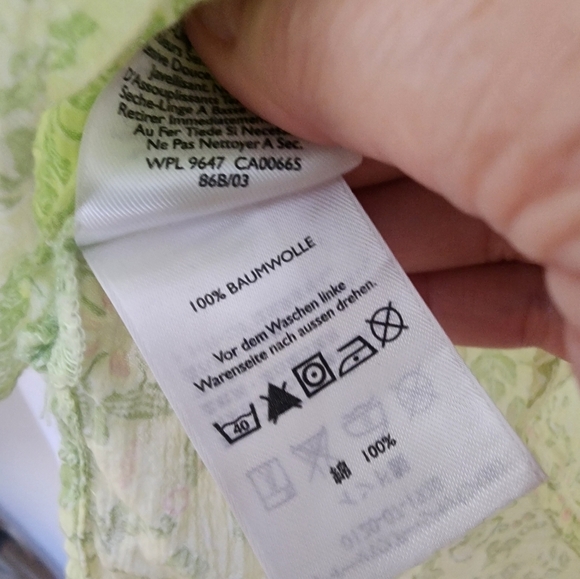 Eddie Bauer green floral smocked peasant top size medium feminine boho smocked - Picture 5 of 11